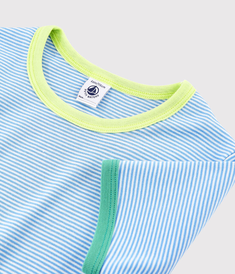 Unisex Ribbed Short Pyjamas blue/white