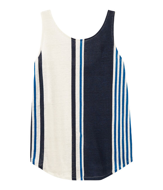 Women's sleeveless linen top MARSHMALLOW white/MULTICO white