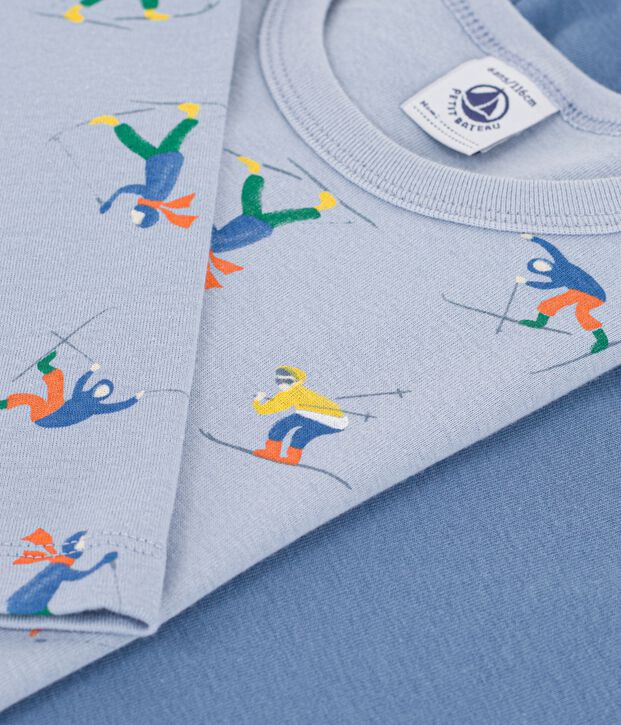 Pack of children's long-sleeved printed cotton T-shirts multicolor