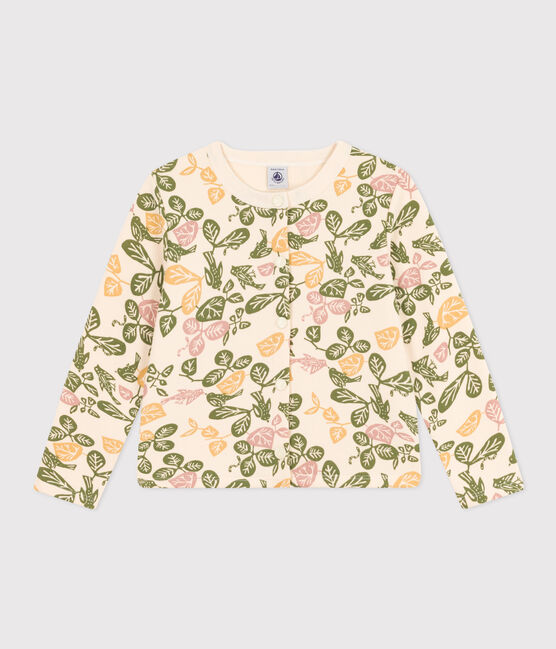 Girls' Cotton Cardigan AVALANCHE white/MULTICO