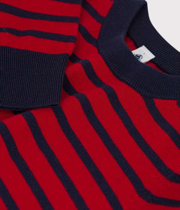 Women's' Cotton/Wool Breton Pullover red/blue