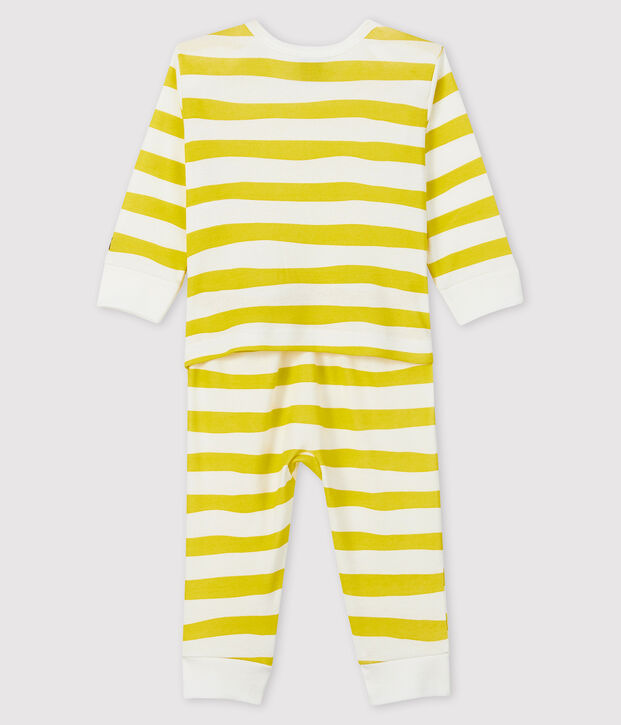Babies' Ribbed Buttonless Sleepsuit yellow/white