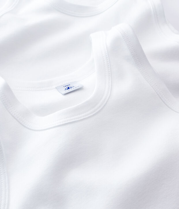 Boys' White Organic Cotton Vests - 2-Pack multicolor