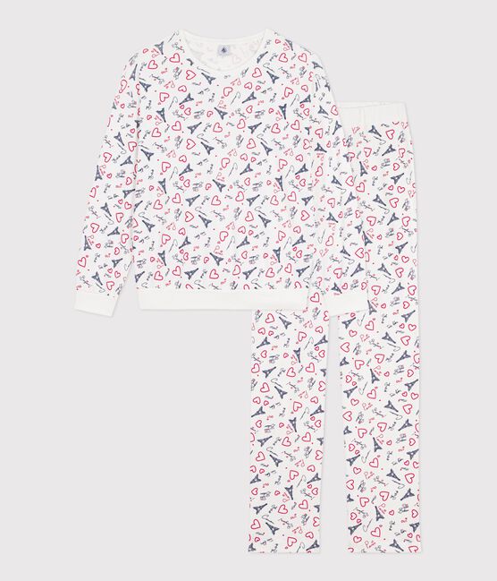 Women's Paris print cotton pyjamas MARSHMALLOW white/MULTICO white