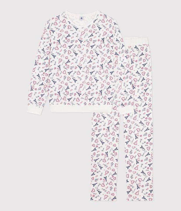 Women's Paris print cotton pyjamas white/multicolor