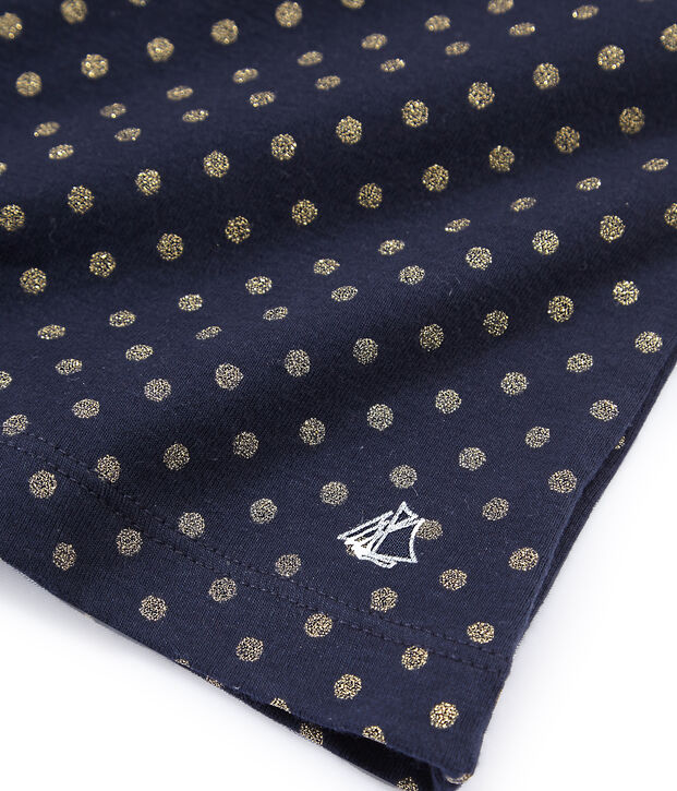 Child's polo neck dotted T-shirt blue/yellow