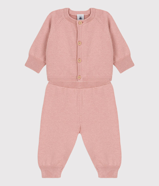 Babies' Wool/Cotton Knit Clothing - 2-Piece Set pink