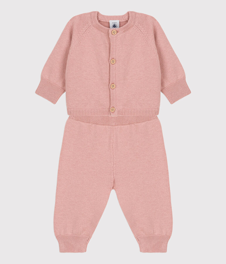 Babies' Wool/Cotton Knit Clothing - 2-Piece Set pink
