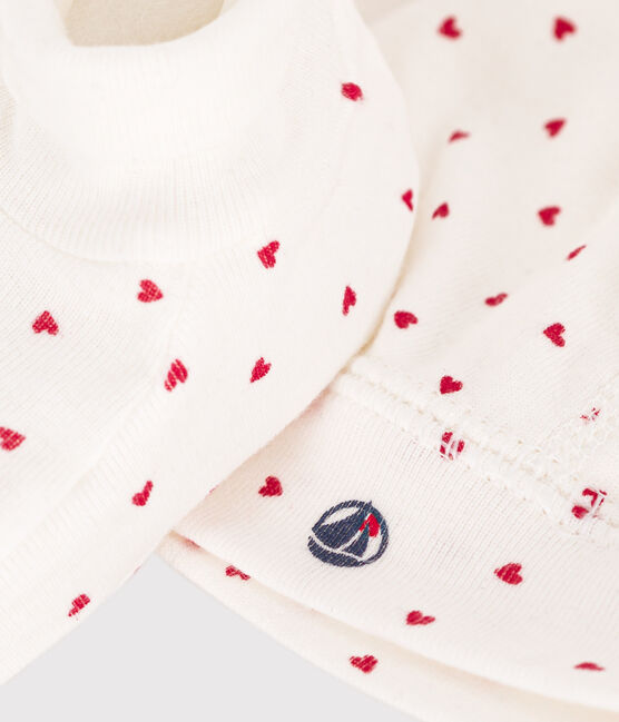 Babies' Heart Patterned Bonnet and Bootees Set variante 1