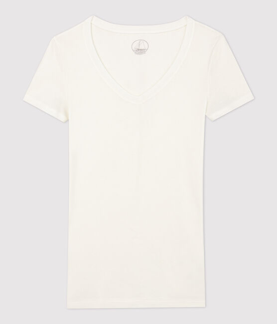 Women's Fine Rib Knit T-Shirt MARSHMALLOW white