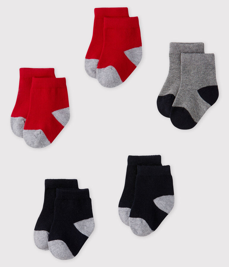 Baby Boys' Basic Socks - 5-Piece Set blue/red
