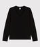 Women's The Straight long-sleeved V-necked fine jersey T-shirt NOIR black