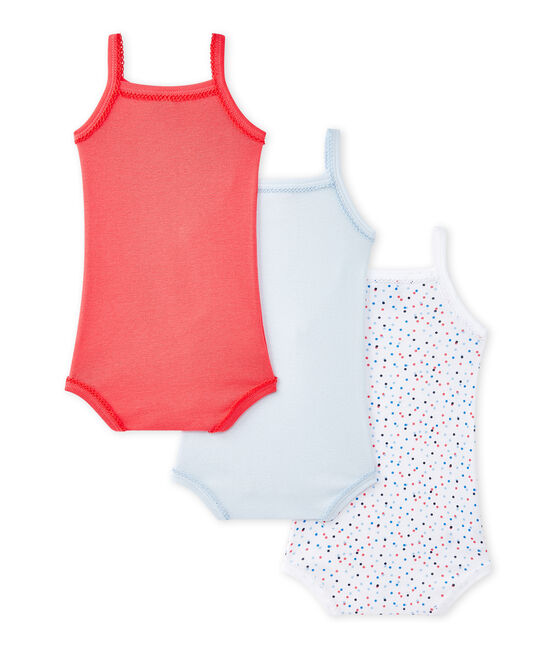 Set of 3 baby girls' bodysuits with straps. LOT white