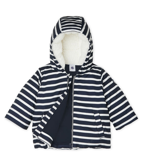Striped Baby Boys' Down Jacket SMOKING blue/MARSHMALLOW white
