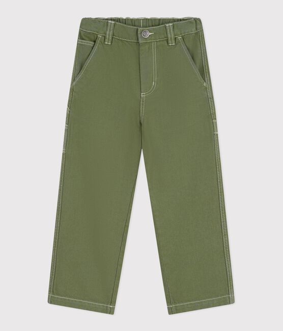 Children's cotton carpenter-style trousers OLIVINE green