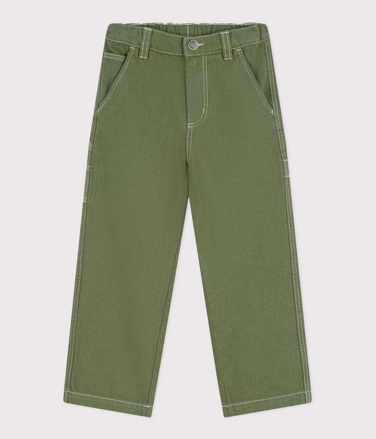 Children's cotton carpenter-style trousers green