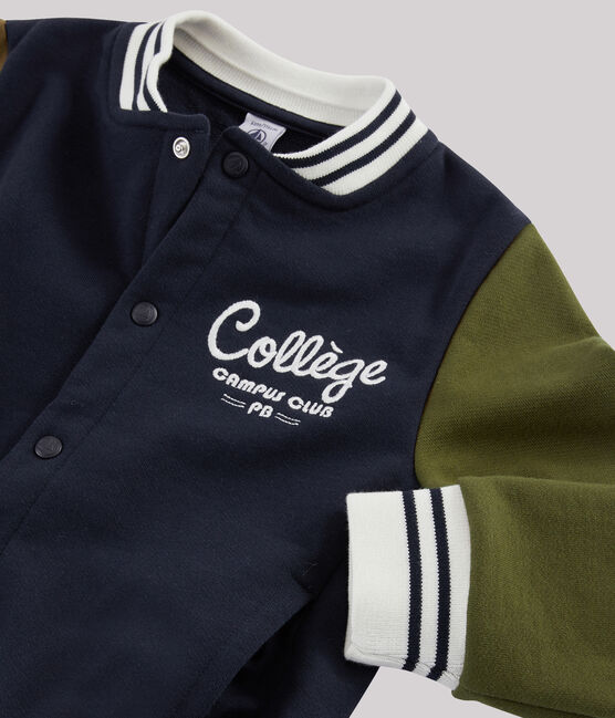 Boys' Baseball Jacket SMOKING blue/MILITARY green