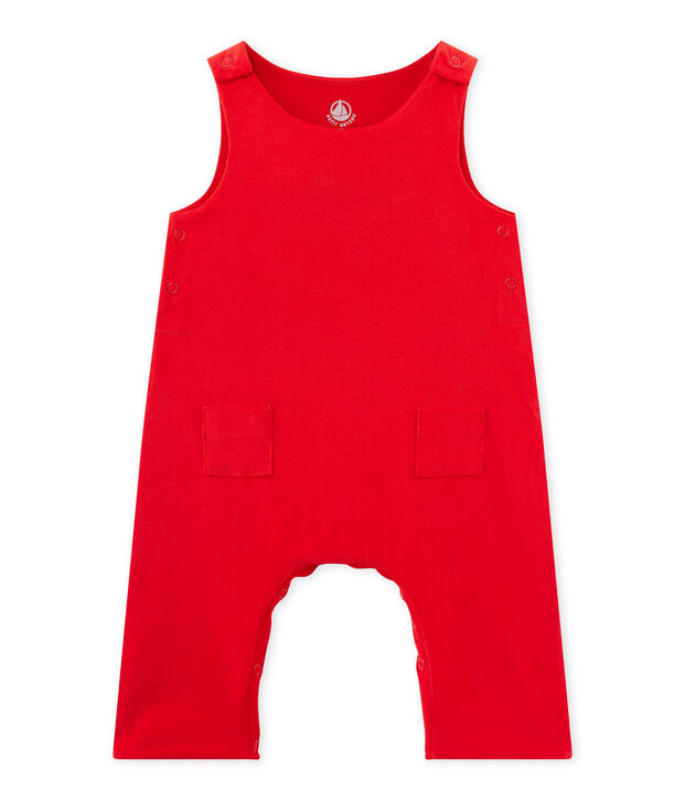 Baby boy's velours overalls red