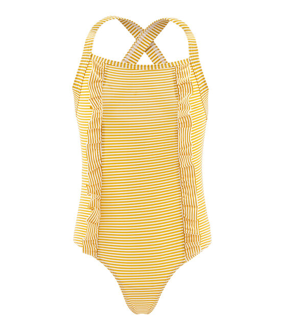 Girls' One-Piece Swimsuit BAMBOO yellow/MARSHMALLOW white