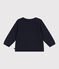 Babies' plain knitted cotton cardigan SMOKING blue
