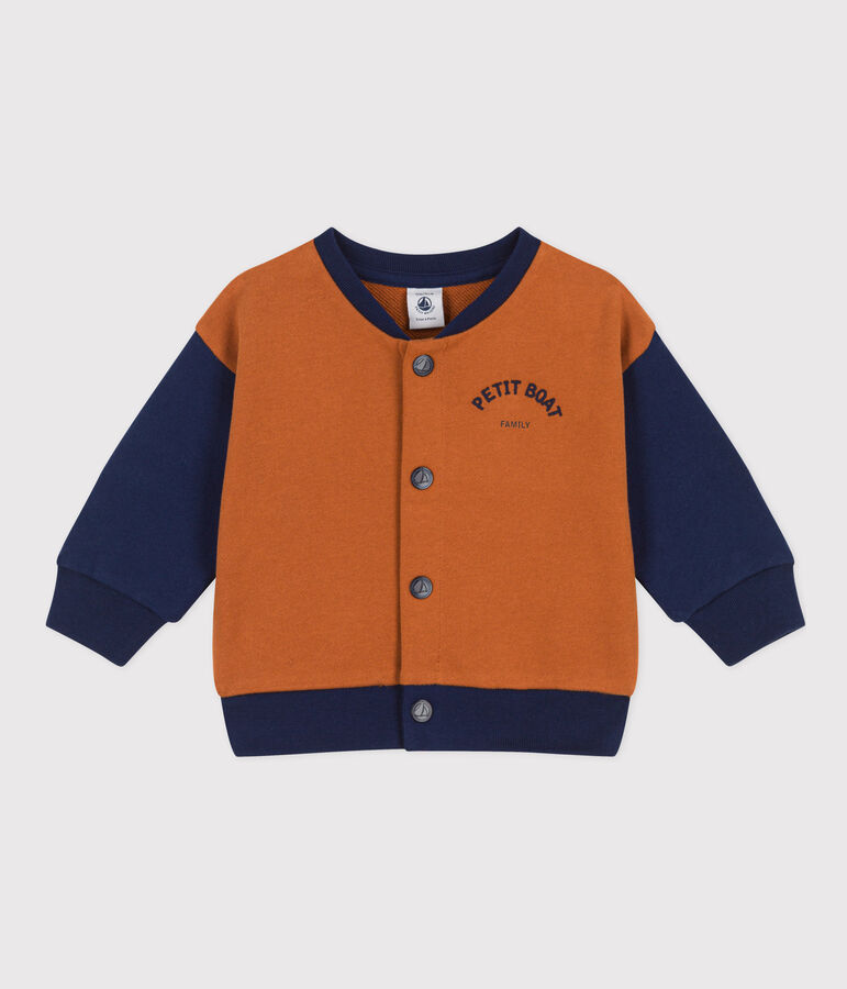 Babies' Fleece Baseball Jacket ECUREUIL brown/MEDIEVAL