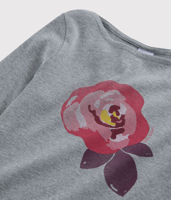 Girls' Screen Printed T-Shirt SUBWAY CHINE grey