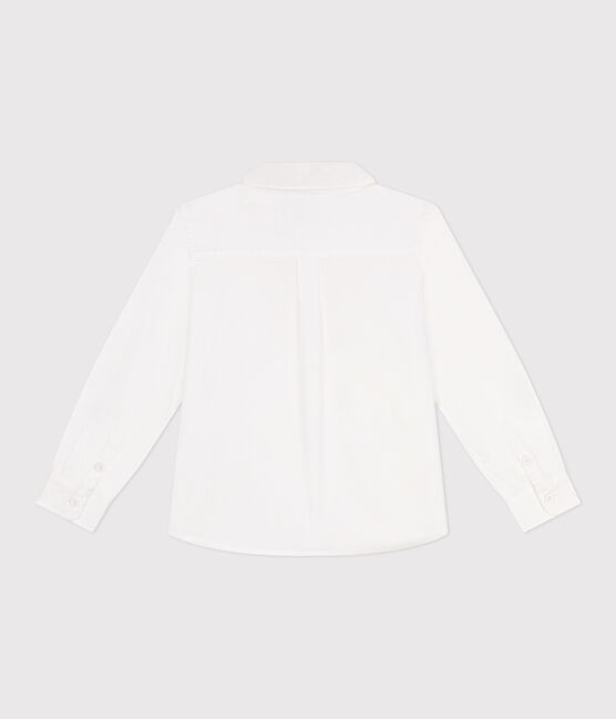 Children's long-sleeved plain cotton shirt ECUME white