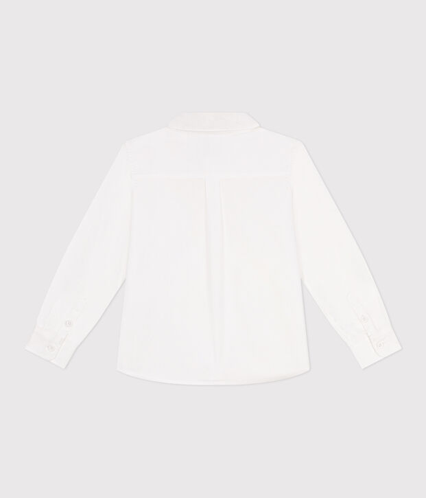 Children's long-sleeved plain cotton shirt white