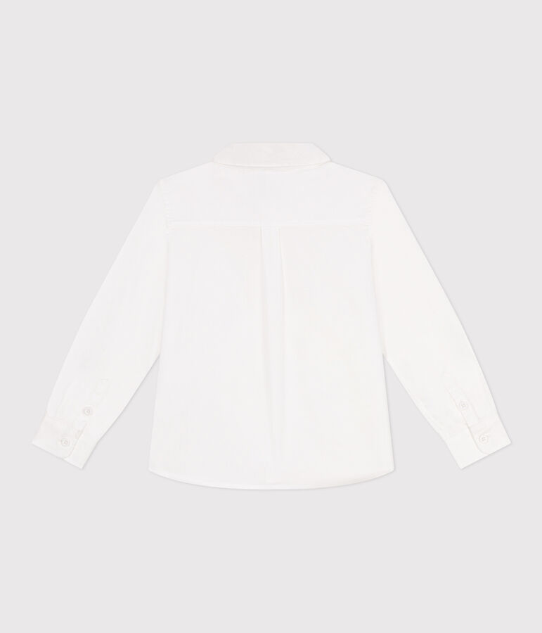 Children's long-sleeved plain cotton shirt white