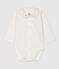 Babies' White Organic Cotton Bodysuit with Collar MARSHMALLOW white