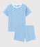 Unisex Banana Print Cotton Short Pyjamas EDNA blue/MARSHMALLOW white