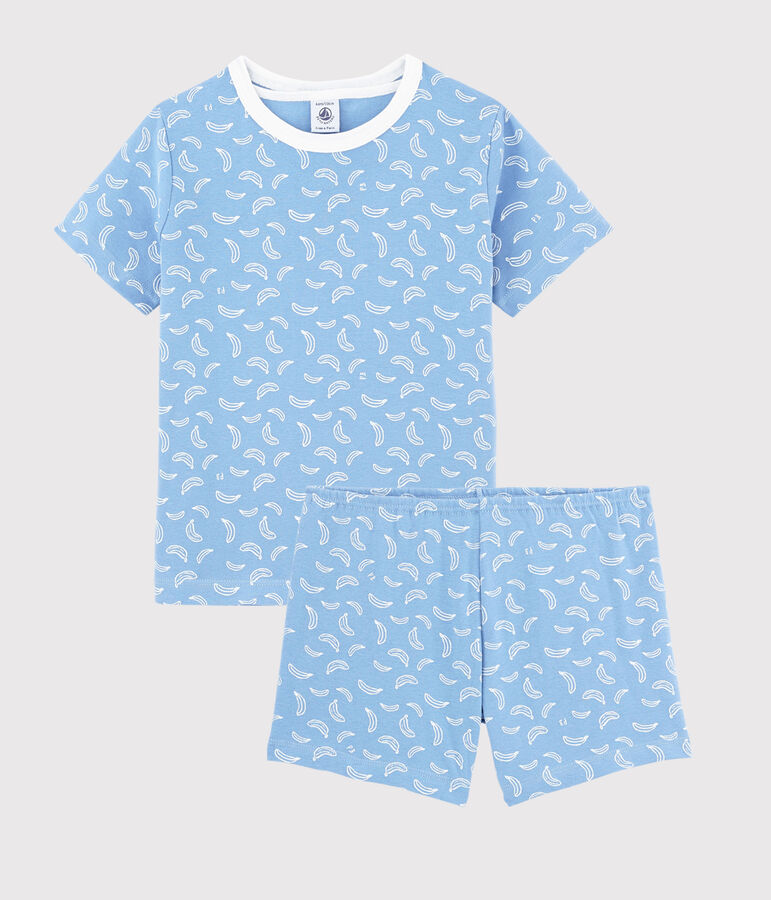 Unisex Banana Print Cotton Short Pyjamas blue/white