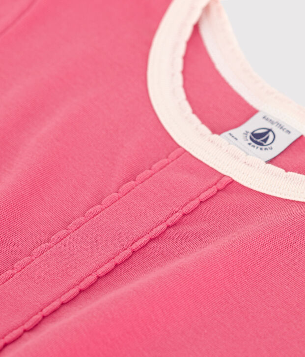 Children's short-sleeved plain cotton dress pink