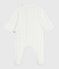 Babies' heart-print cotton pyjama suit with a collar MARSHMALLOW white/MULTICO white