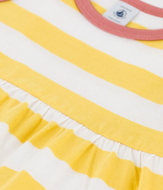 Babies' Sleeveless Striped Jersey Dress ORGE yellow/MARSHMALLOW white