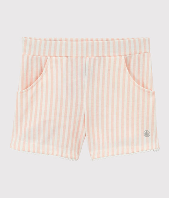 Girls' Jersey Shorts MINOIS pink/MARSHMALLOW white