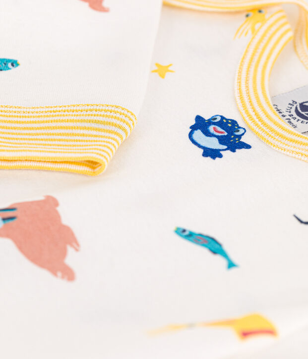 Popperless and Footless Cotton Sea Animals Sleepsuit white/multicolor