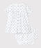 Baby girl's flower print dress with bloomers in poplin MARSHMALLOW white/MULTICO white