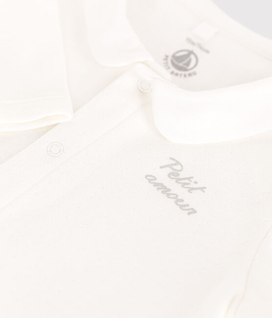 Babies' tube-knit pyjamas MARSHMALLOW white