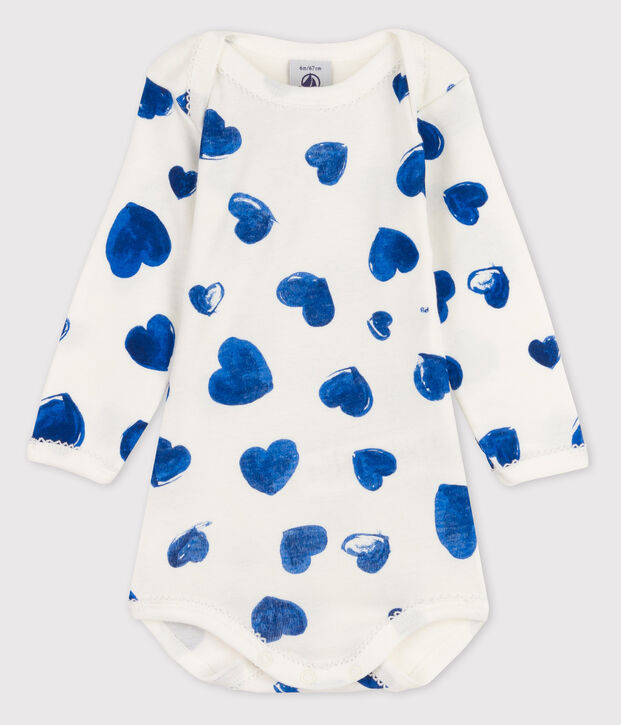 Baby Girls' Long-Sleeved Bodysuit white/blue