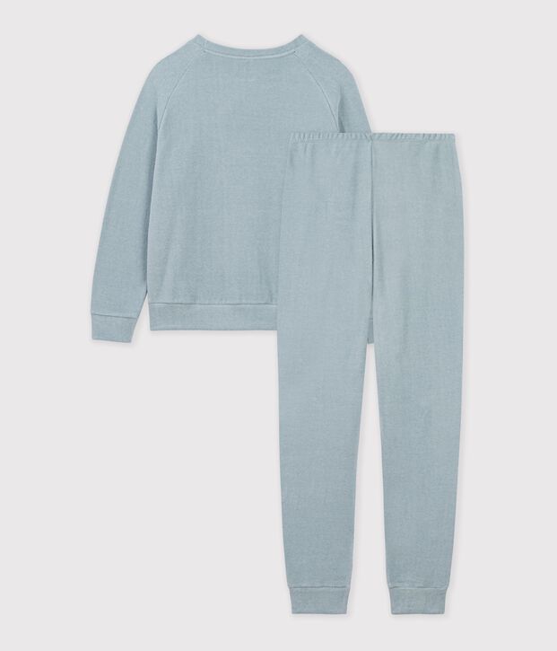 Women's plain cotton terry pyjamas SEDUMBLUE