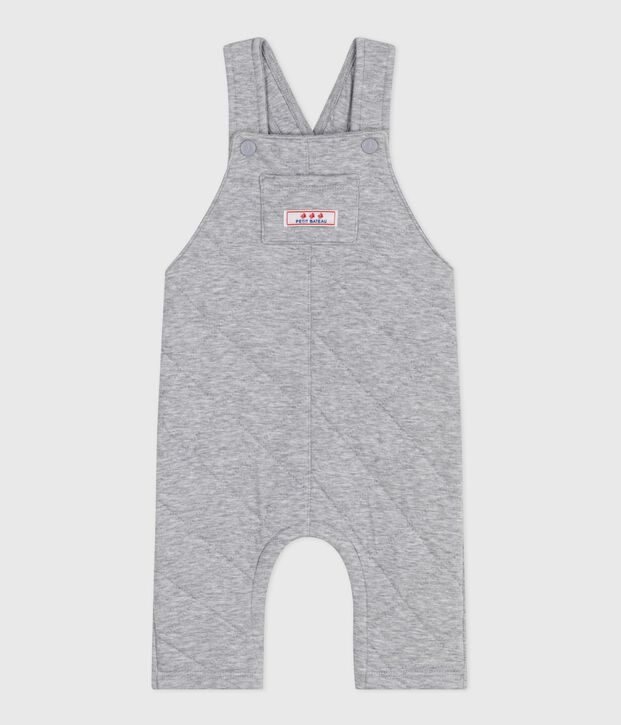 Babies' long-leg dungarees in plain thick cotton FUMEE CHINE