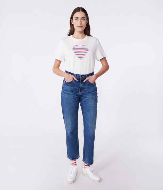 Women's Straight cotton T-Shirt MARSHMALLOW white