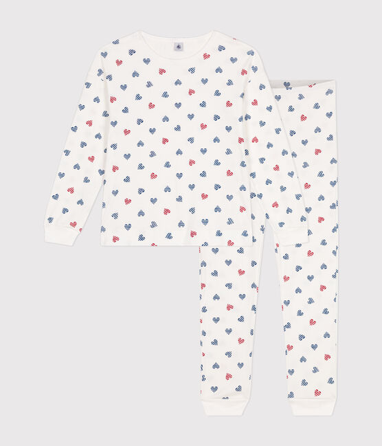Women's cotton heart print pyjamas MARSHMALLOW white/MULTICO white