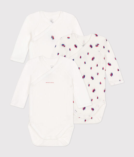 Babies' long-sleeved wrapover cotton bodysuits - 3-Pack variante 1