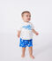 Babies' short-sleeved plain cotton T-shirt MARSHMALLOW blue/PORCELANA