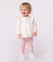 Babies' long-sleeved plain cotton blouse MARSHMALLOW white