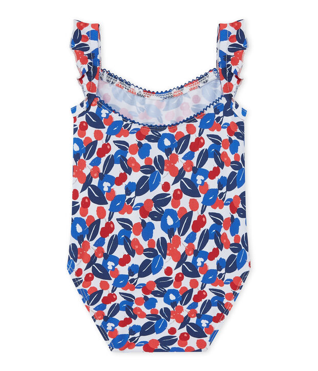 Baby girl's flower print swimsuit white/multicolor