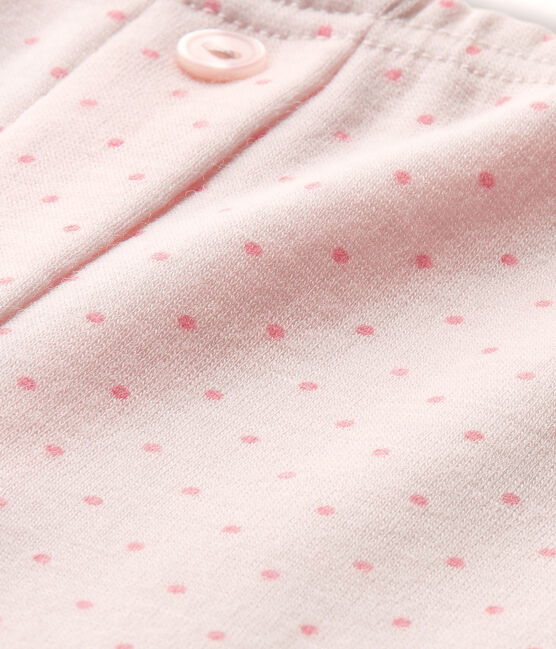 Girl's long johns in wool and cotton VIENNE pink/GRETEL pink
