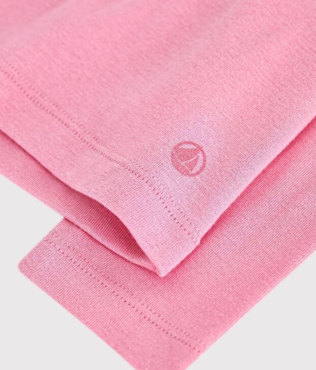 Children's long-sleeved plain T-shirt with a collar pink